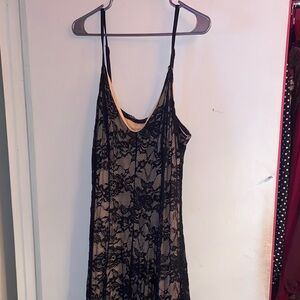 SHEIN Black and Cream Lace Slip Dress